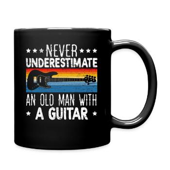 Unterschätze niemals einen alten Mann mit einer Gitarre - Tasse einfarbig - Schwarz - Rechts