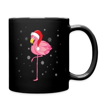 Weihnachten Flamingo - Tasse einfarbig - Schwarz - Rechts
