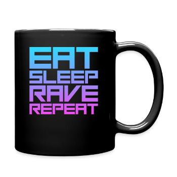 Eat Sleep Rave Ballern Techno EDM DJ - Full Colour Mug - black - Right