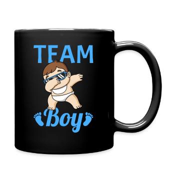 Team Boy Gender Reveal - Tasse einfarbig - Schwarz - Rechts