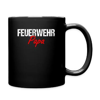 Feuerwehr Papa - Tasse einfarbig - Schwarz - Rechts