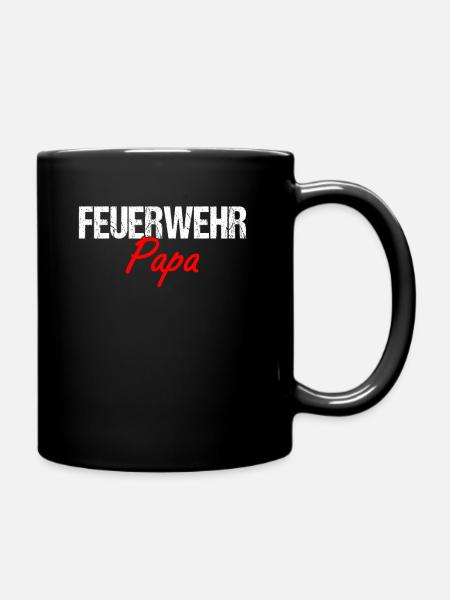 Feuerwehr Papa - Tasse einfarbig - Schwarz