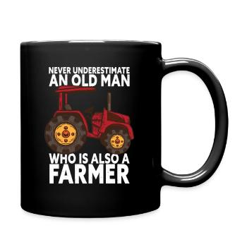 Never Underestimate An Old Man - Funny Farmer - Full Colour Mug - black - Right