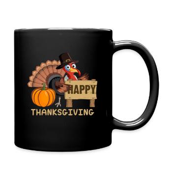 Happy Thanksgiving Holliday Autumn Turkey - Full Colour Mug - black - Right
