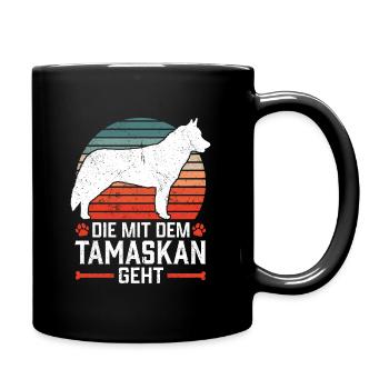 Die mit dem Tamaskan geht Wolf-Hund Tamaskan - Tasse einfarbig - Schwarz - Rechts
