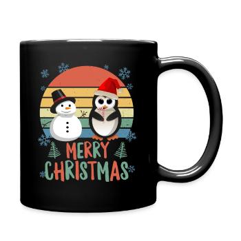 Weihnachts Pinguin Schneemann Ugly Christmas - Tasse einfarbig - Schwarz - Rechts
