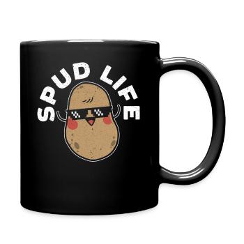 Spud Life Potato Vegan Root Vegetable Vegetarian - Full Colour Mug - black - Right
