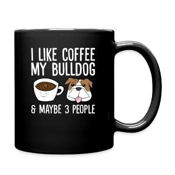 J’aime le café, mon bouledogue et peut-être 3 - Mug uni - noir - Droite