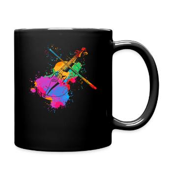 Violin Splash Colorful Violin Player Music Band Violin - Full Colour Mug - black - Right