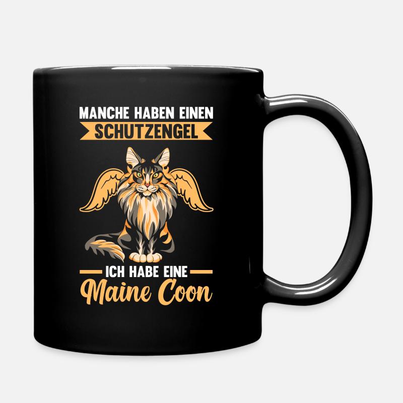 Schutzengel Katze Kater Maine Coon - Tasse einfarbig - Schwarz