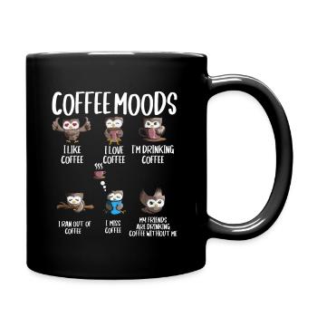Cooffee Mood Eule Kaffee Trinker Cappuccino - Tasse einfarbig - Schwarz - Rechts