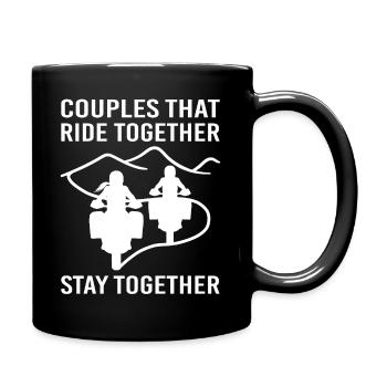 Couples that ride together stay together motorcycle - Full Colour Mug - black - Right