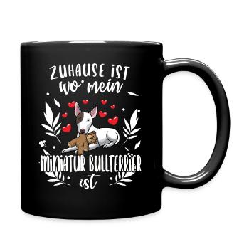 Miniatur Bullterrier Hund - Tasse einfarbig - Schwarz - Rechts