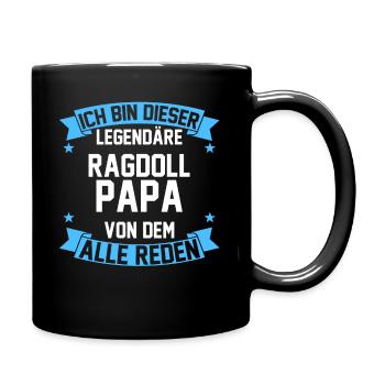 Katzen Papa Vater Vatertag Ragdoll - Tasse einfarbig - Schwarz - Rechts