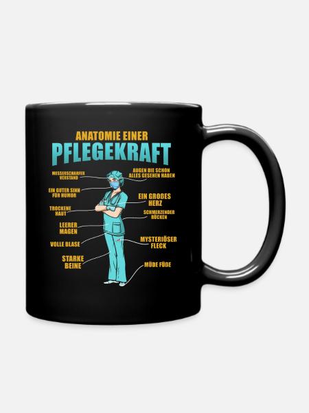 Pflegekraft Anatomie - Tasse einfarbig - Schwarz
