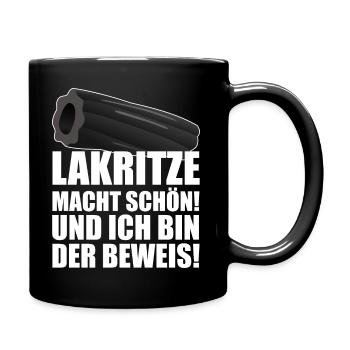 LAKRITZE MACHT SCHÖN | Lakritz Spruch Bärendreck - Tasse einfarbig - Schwarz - Rechts