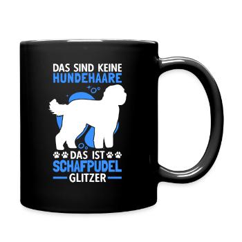 Das ist Schafpudel Glitzer altdeutscher Hütepudel - Tasse einfarbig - Schwarz - Rechts