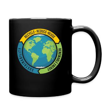 Recycle Reduce Reuse | Sustainable - Full Colour Mug - black - Right