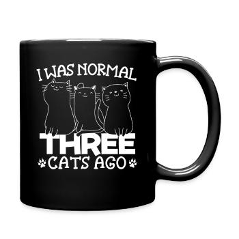 I Was Normal 3 Cats Ago Kitty Kitten Lover Meow - Full Colour Mug - black - Right