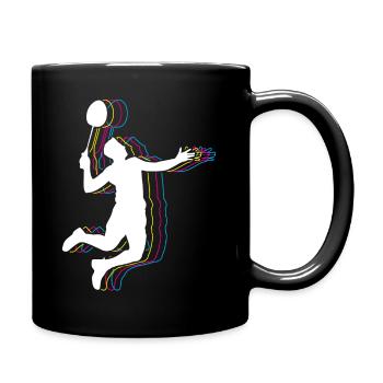 Badminton Retro Badmintonspieler - Tasse einfarbig - Schwarz - Rechts