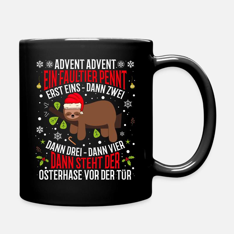 Faultier Weihnachten - Tasse einfarbig - Schwarz