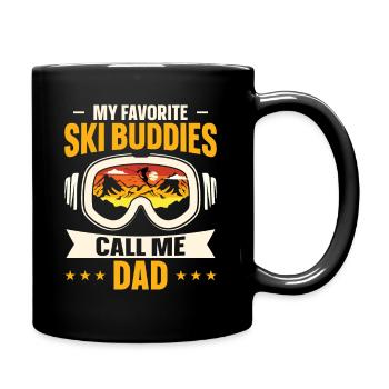 Ski Skiing Skifahrer Skisport Langlauf Biathlon - Tasse einfarbig - Schwarz - Rechts
