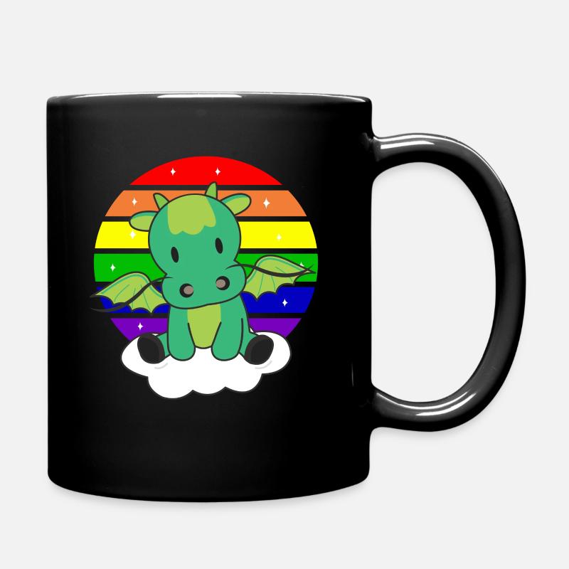 Rainbow Dragon Cute Dragons for Kids - Full Colour Mug - black
