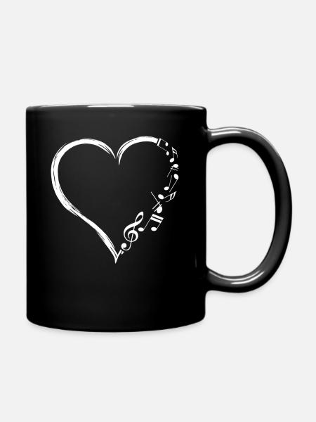 Musik Frequenz Niedliche Herznoten Clef Musiker Mu - Tasse einfarbig - Schwarz