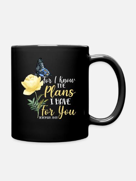 Christian Bible Verse Butterfly - Full Colour Mug - black