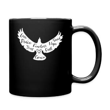 Jésus Bible Cœur de colombe blanche Dicton chrétien - Mug uni - noir - Droite