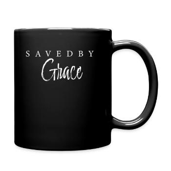 Saved By Grace Jesus Bible Christian Saying - Full Colour Mug - black - Right