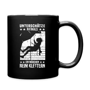 Bergsteigen Berg Kletterer Mädchen beim Klettern - Tasse einfarbig - Schwarz - Rechts