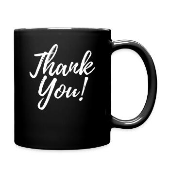 THANK YOU! DANKE FÜR ALLES! EINFACH MAL DANKE - Tasse einfarbig - Schwarz - Rechts