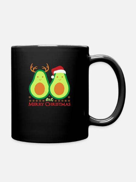 Weihnachten Avocado Vegan Geschenk - Tasse einfarbig - Schwarz