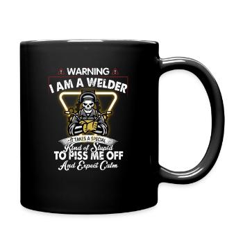 Schweißer Schweißen Lustiger Spruch - Tasse einfarbig - Schwarz - Rechts