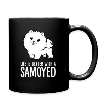 La vie est meilleure avec un Samoyède - Mug uni - noir - Droite