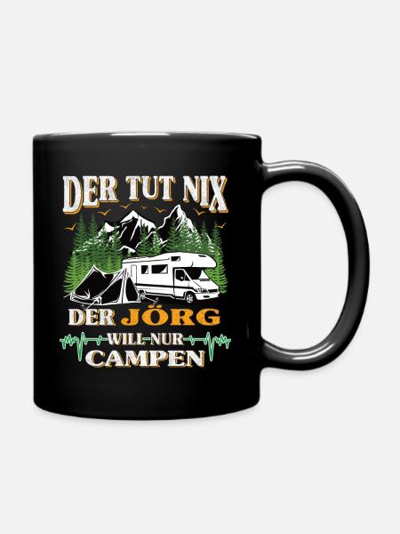 Camper Jörg der tut nix der will nur campen - Tasse einfarbig - Schwarz