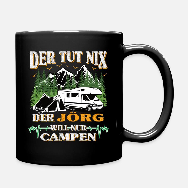 Camper Jörg der tut nix der will nur campen - Tasse einfarbig - Schwarz