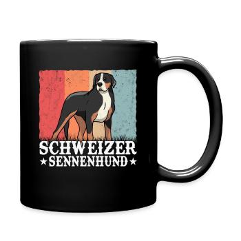 Großer Schweizer Sennenhund Retro - Tasse einfarbig - Schwarz - Rechts