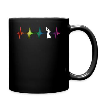 Flamenco Rainbow Heartbeat - Tasse einfarbig - Schwarz - Rechts