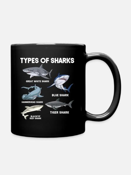 Types of Sharks - Full Colour Mug - black