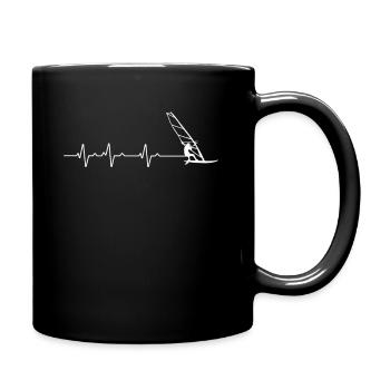 Herzschlag Herzlinie Herzfrequenz Windsurf - Tasse einfarbig - Schwarz - Rechts