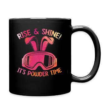 Skifahrer Ski Fahren Rise & Shine It's Powder Time - Tasse einfarbig - Schwarz - Rechts