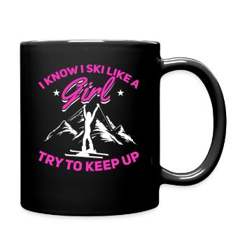 Skieurs Je sais que je skie comme une fille essaient de suivre le suivi - Mug uni - noir - Droite