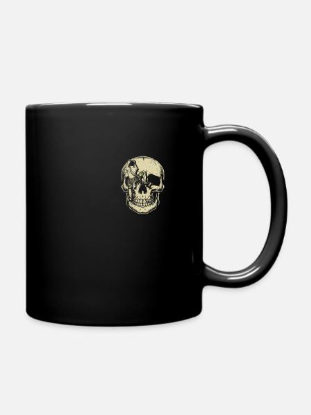 Bouldering Mountain Climbing Skull Climber - Full Colour Mug - black