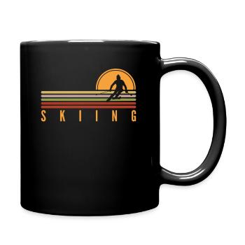 Ski Skiing Skifahrer Skisport Langlauf Biathlon - Tasse einfarbig - Schwarz - Rechts