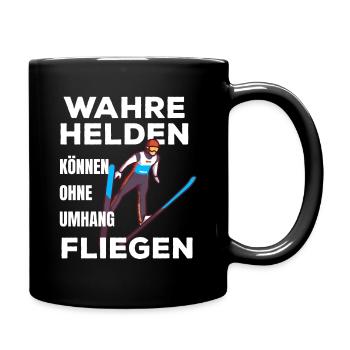Skispringen und Skifliegen Spruch für Skispringer - Tasse einfarbig - Schwarz - Rechts
