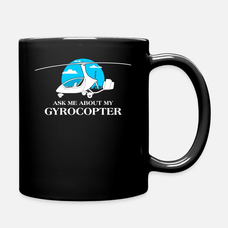 Demandez-moi à propos de mon pilote amateur d’aviation Gyrocopter - Mug uni - noir