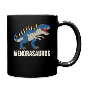 Menorasaurus Rex, TRex Chanukka Dinosaurier - Tasse einfarbig - Schwarz - Rechts