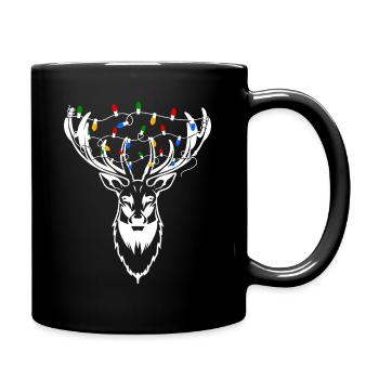 Deer Reindeer String Lights Christmas Design - Full Colour Mug - black - Right